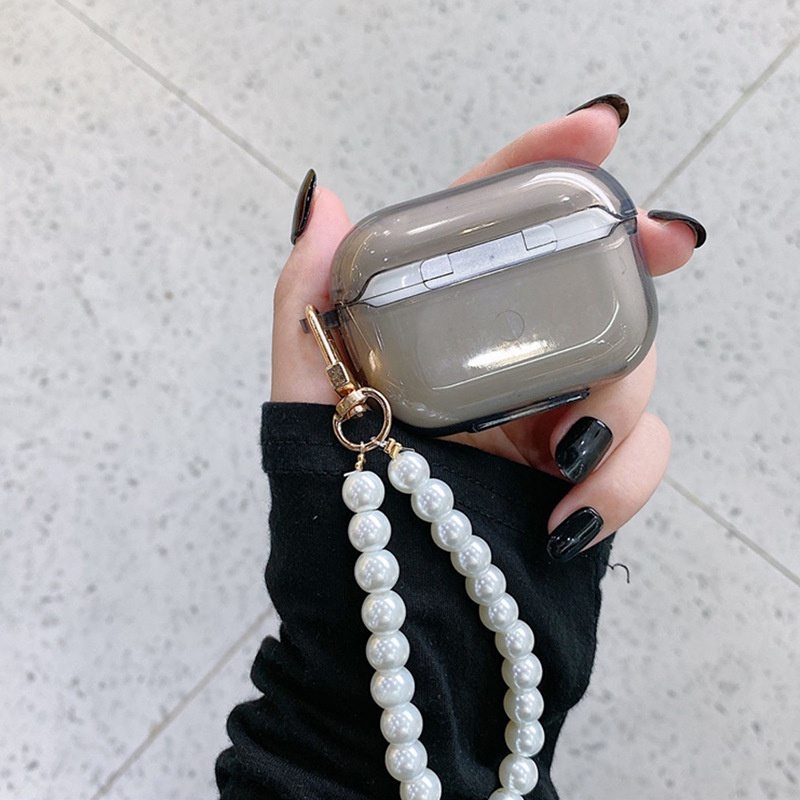 3d Busur Lembut Transparan TPU Nirkabel Bluetooth Earphone Pelindung Shockproof Case Cover Dengan Rantai Manik-Manik Mutiara Untuk Airpods 1 2 3 PRO PRO2