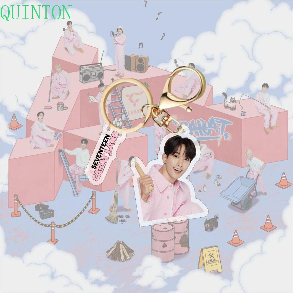 QUINTON Seventeen Gantungan Kunci Kpop Hadiah Tempat Kunci Mobil Perhiasan Handbag Charms Hanging Decoration Acrylic Seventeen Keyring