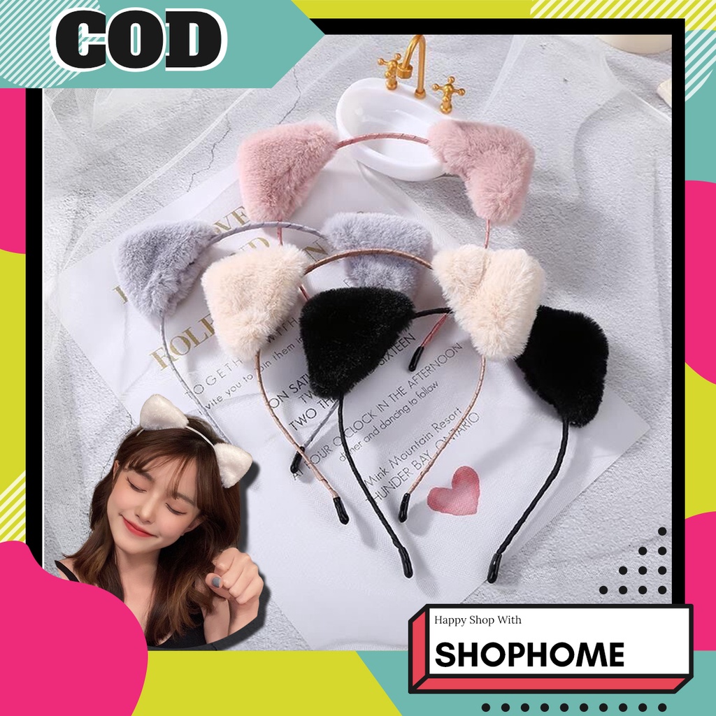 SHOPHOME - Bando Korea Dewasa kekinian Bondu Kucing Telinga Bulu cosplay Anak Perempuan Lucu BND01