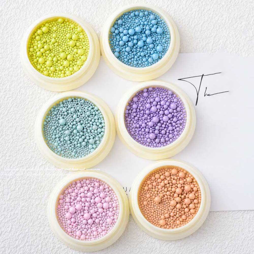 MXBEAUTY 6warna /set|Manik-manik Kaviar Nail Art, Berbentuk Bola Bulat|Manik-manik Bahan Baja Kuku, Perlengkapan Kuku Warna-Warni Nail Micro Balls Hiasan Kuku Untuk Anak Perempuan