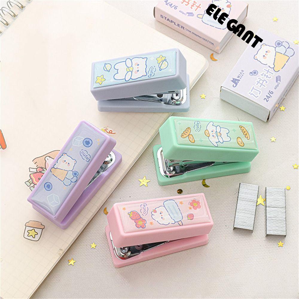 【 ELEGANT 】 Mini Stapler Stationery Alat Pengikat Kantor Rabbit Paper Binder Anak Staples Pelajar