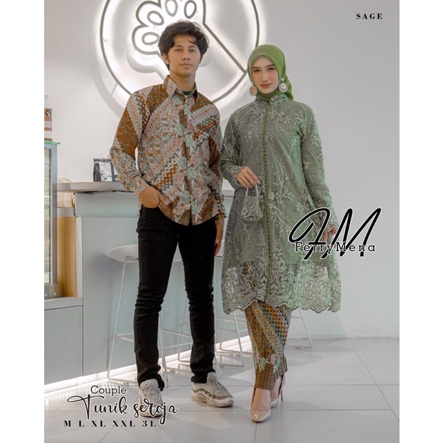 Kebaya Couple| Kebaya Couple Pesta| Kebaya Couple Kondangan| Kebaya Tunik Payet Seroja| Kebaya Tile 