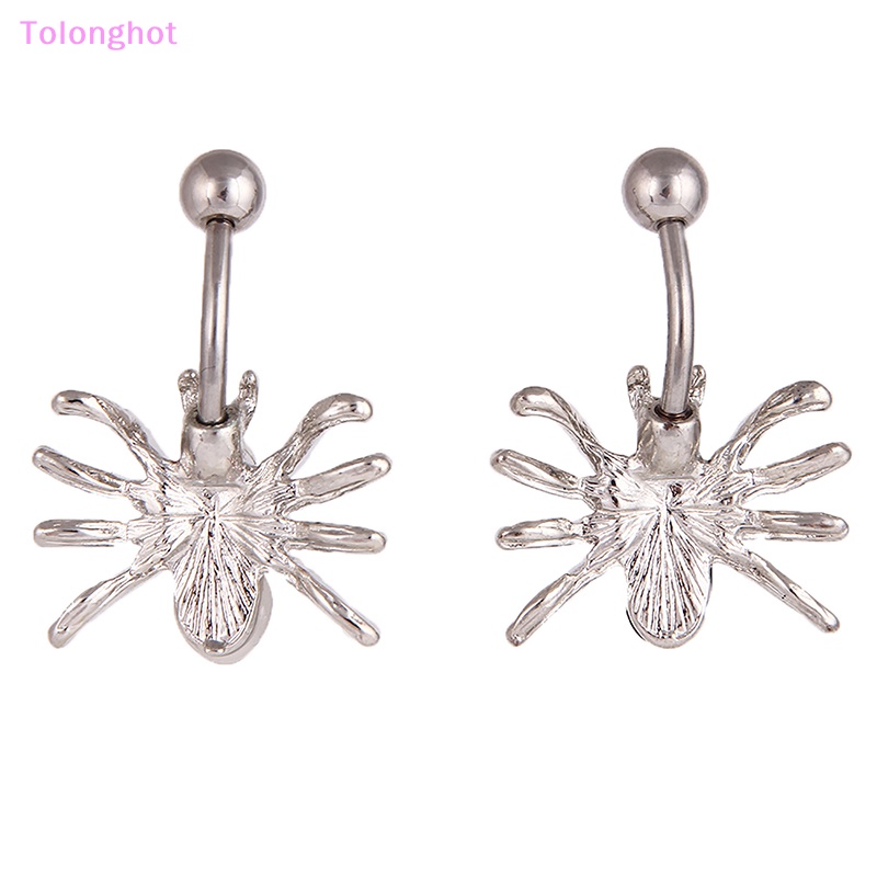 Tolonghot&gt; 316L Stainless Steel Gaya Hewan Pusar Cincin Fashion Spider Liontin Pusar Kuku Untuk Wanita Pria Perhiasan Tubuh Seksi well