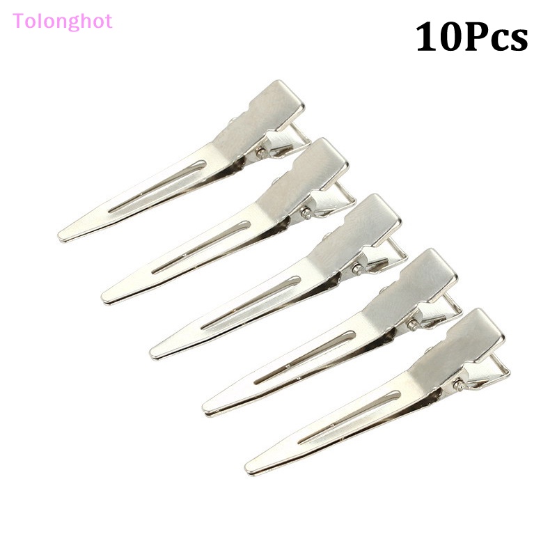 Tolonghot&gt; 10PCS Electroplated Single-fork Hairdressing Clip Hollow Metal Non-marking Mulut Tajam Klip Wanita Rambut Akar Membentuk Klip well