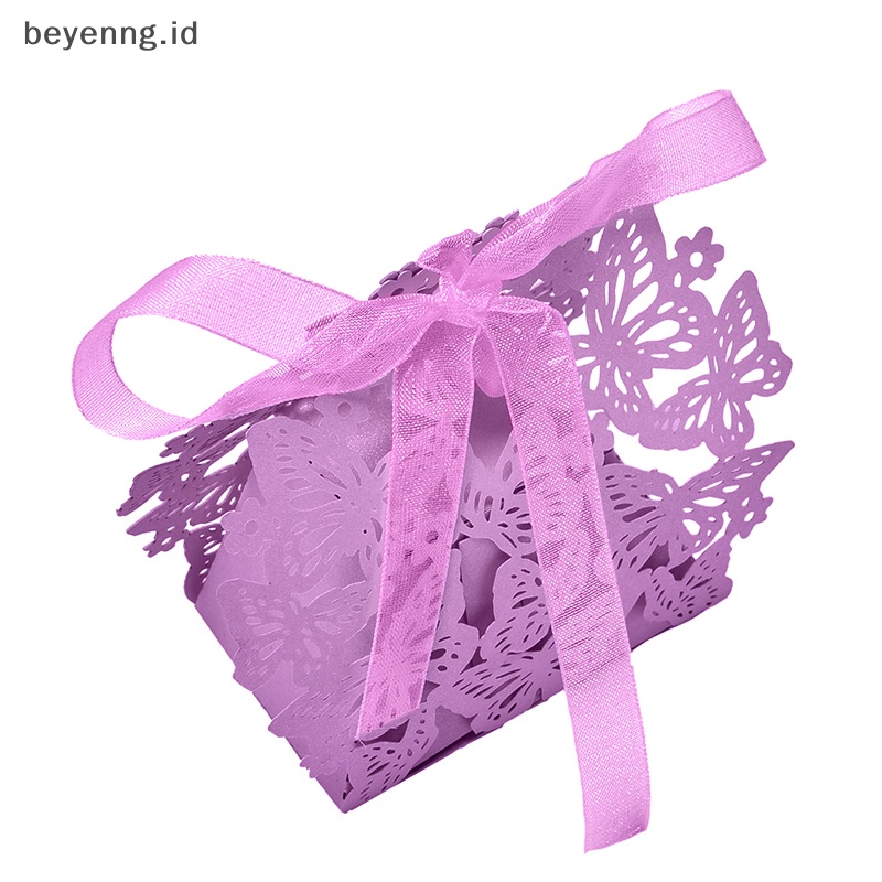 Beyen 10 /50 /100pcs Pita Kupu-Kupu Hadiah Permen Kotak Kertas Suvenir Pesta Pernikahan Paper Bag ID
