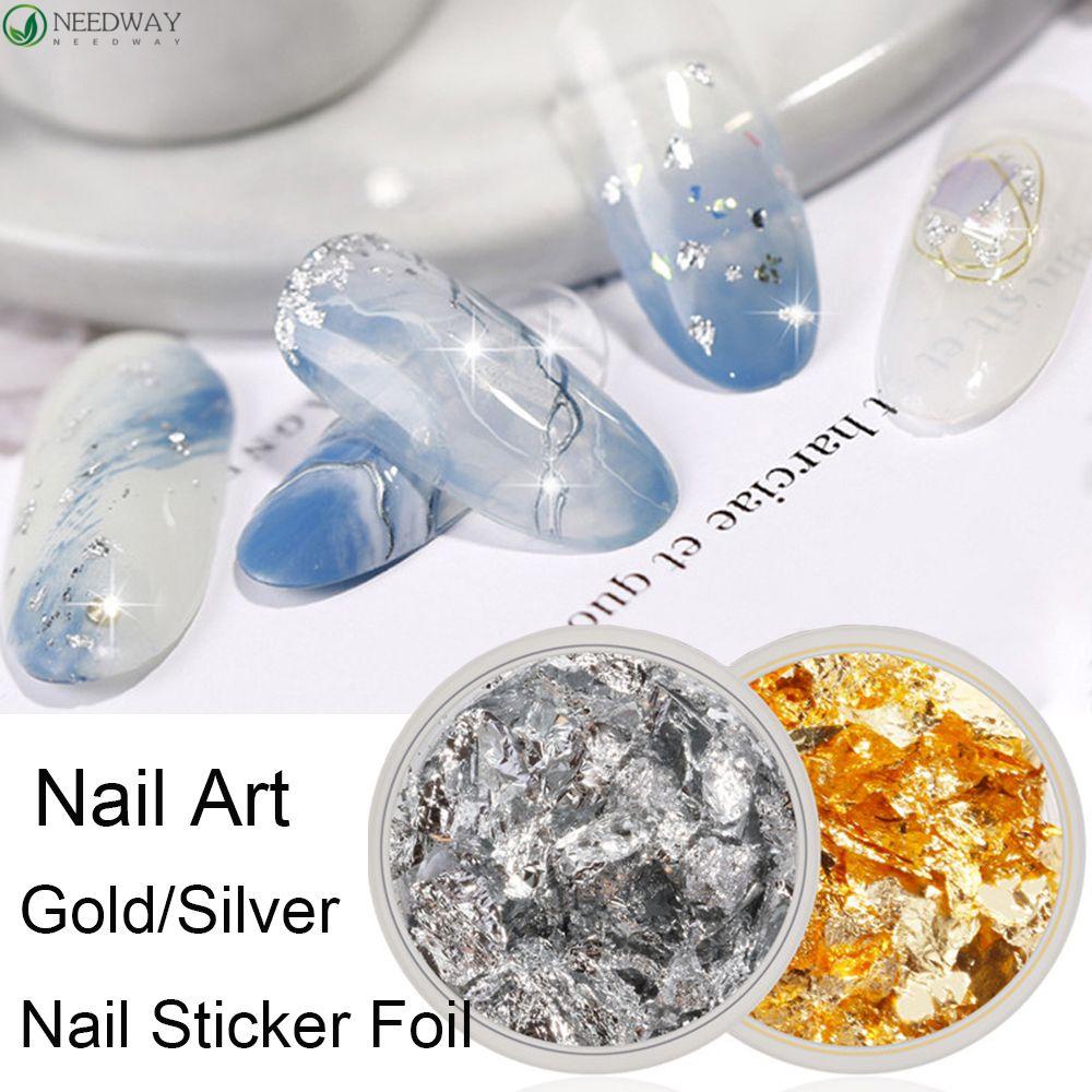 NEEDWAY Nail Foil Nail Art Dekorasi Efek Ajaib Emas Perak DIY Manicure Irregular Aluminium Foil Paper