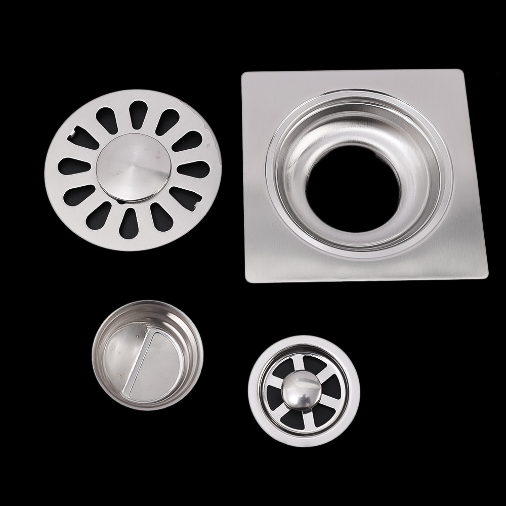 304 Saluran Air Lantai Anti Serangga Stainless Steel/Sealing Plug Saluran Air Wastafel Anti Bau/Aksesoris Peralatan Rumah Tangga/Hair Trap Piston Drainer Tahan Lama/Penutup Saringan Shower Tebal