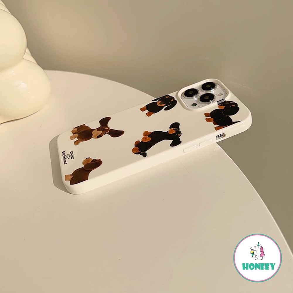 IPHONE Ins Lucu Sosis Anjing Glossy Ponsel Case Kompatibel Untuk Iphone14 13 12 11 Pro Max8 7 Plus XR XS Shockproof Ponsel Back Cover