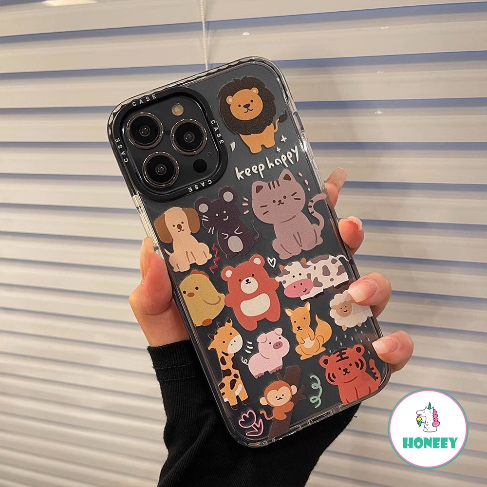 IPHONE Lucu Kartun Hewan Bunny Bear Babi Anjing Monyet Ponsel Case Kompatibel Untuk Iphone14 13 11 12 Pro Max Anti-drop Lembut Penutup Belakang