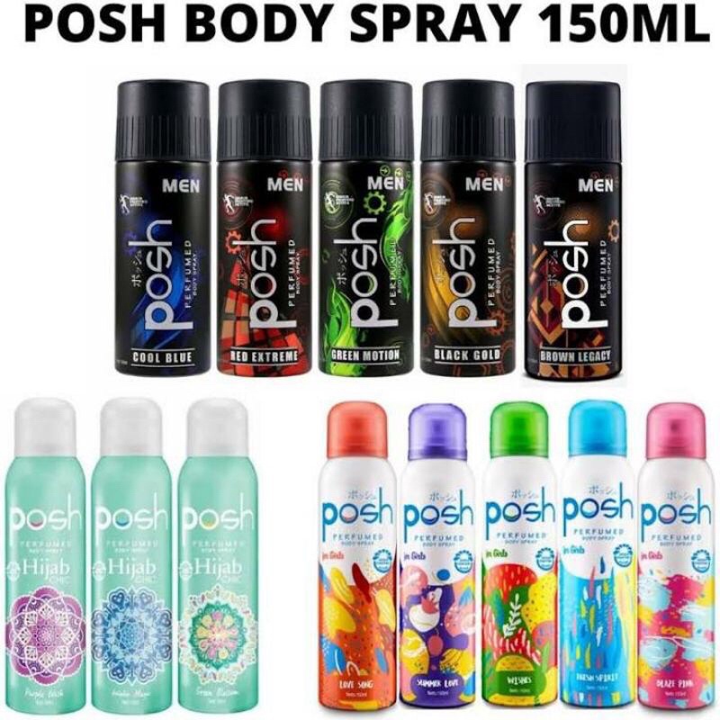 Posh Parfumed Body Spray 150ml All Varian / Parfum Posh Cewek , Cowok , Hijab 150ml All Varian / TK