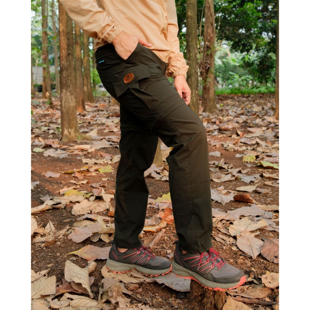 Celana Gunung Sambung 2 in 1 Celana Kargo Cargo Quickdry Greenforest Eboni