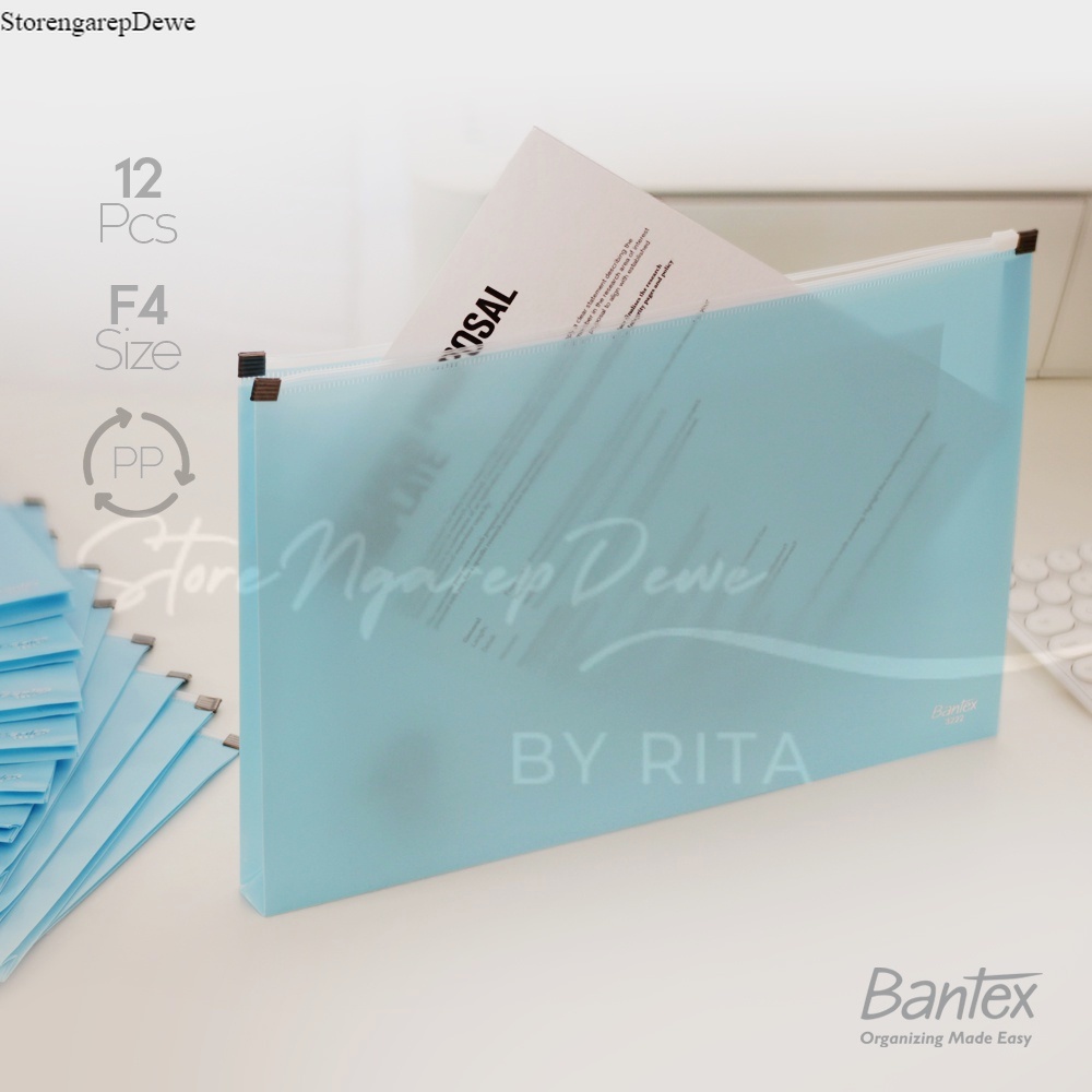 

12 Pcs Bantex Map Folder Zipper Folio Plastik Bubble Gum Color Sky Blue 3222 23 Barang kondisi baru real Bantex original