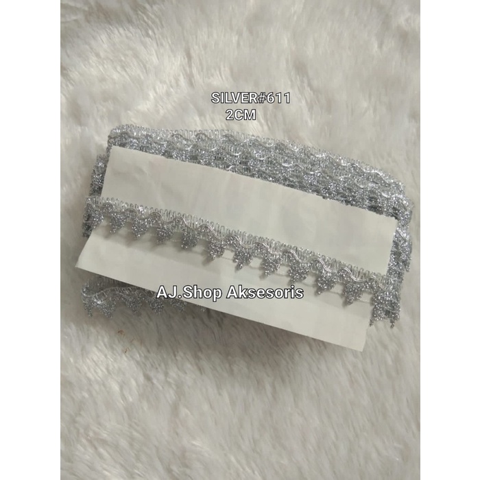 renda mahkota emas / perak ,lebar 2 cm - GOLD/MAHKOTA