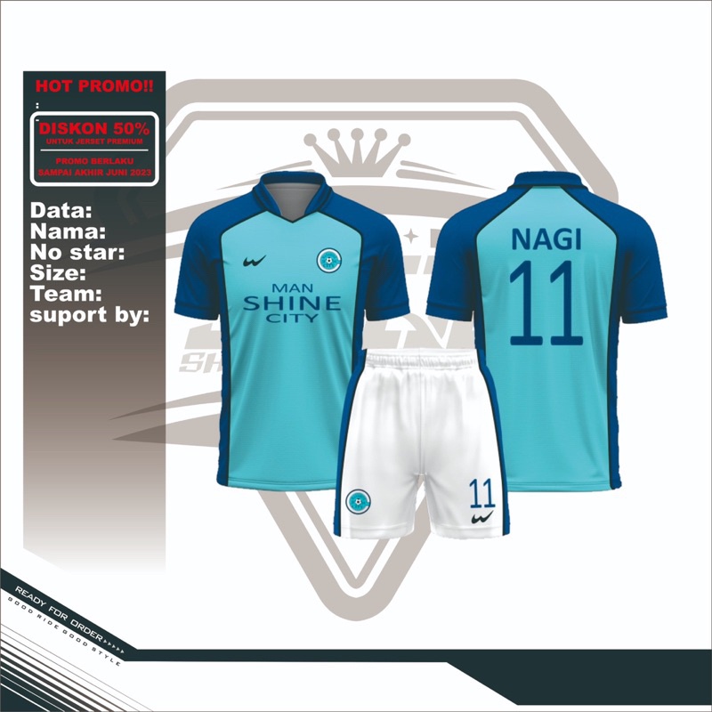 Jersey Futsal Jersey Bola Motif anime Man shine city full printing