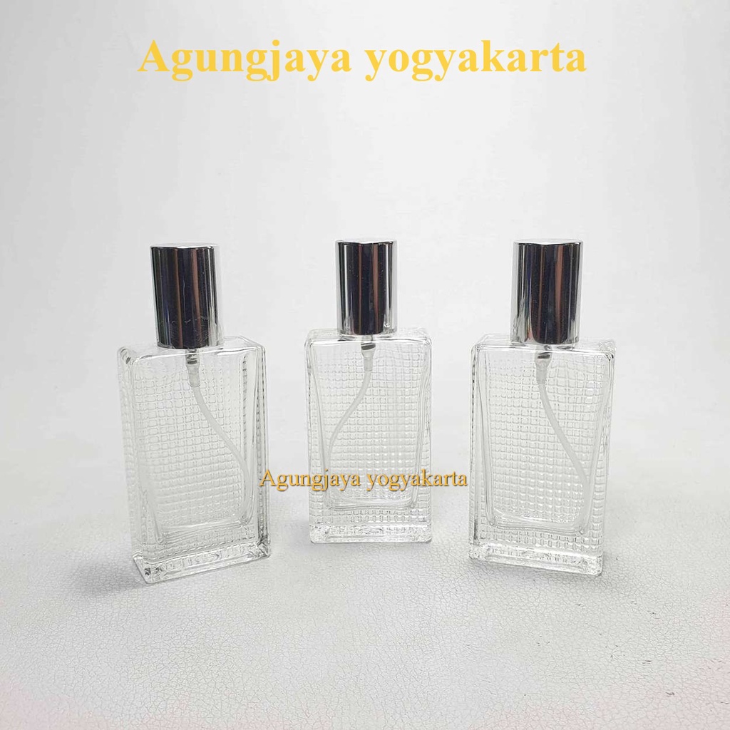 Botol Parfum Spray Kaca Kotak Bintik Sebelah 30 ml / Botol Parfum Kosong / Botol Parfum Refill