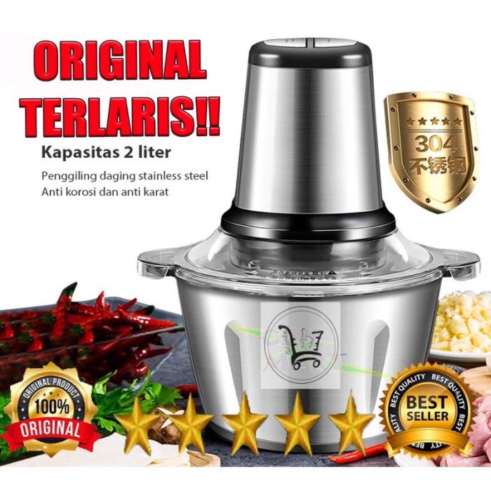 BLENDER DAGING STAINLEES STEEL 2 LITER BLANDER FOOD CHOPPER STAINLESS