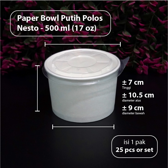 

Ukf5Pc6F4H (Kuliner.Kita) Paket 25 Pcs - Paper Bowl 500 Ml Putih Polos - Mangkok 17 Oz - Nesto
