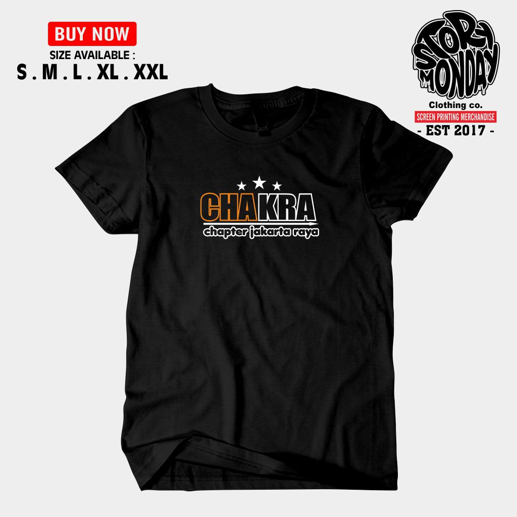 Kaos Distro Kasual Terbaru CHAKRA Chapter Jakarta Raya katun Combed 30s Premium