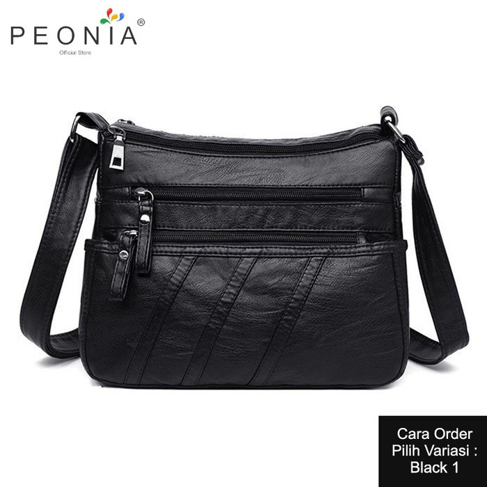 Peonia Tas Selempang Wanita Import Tas Hp Kecil Korea SAKIE Bag - Hitam