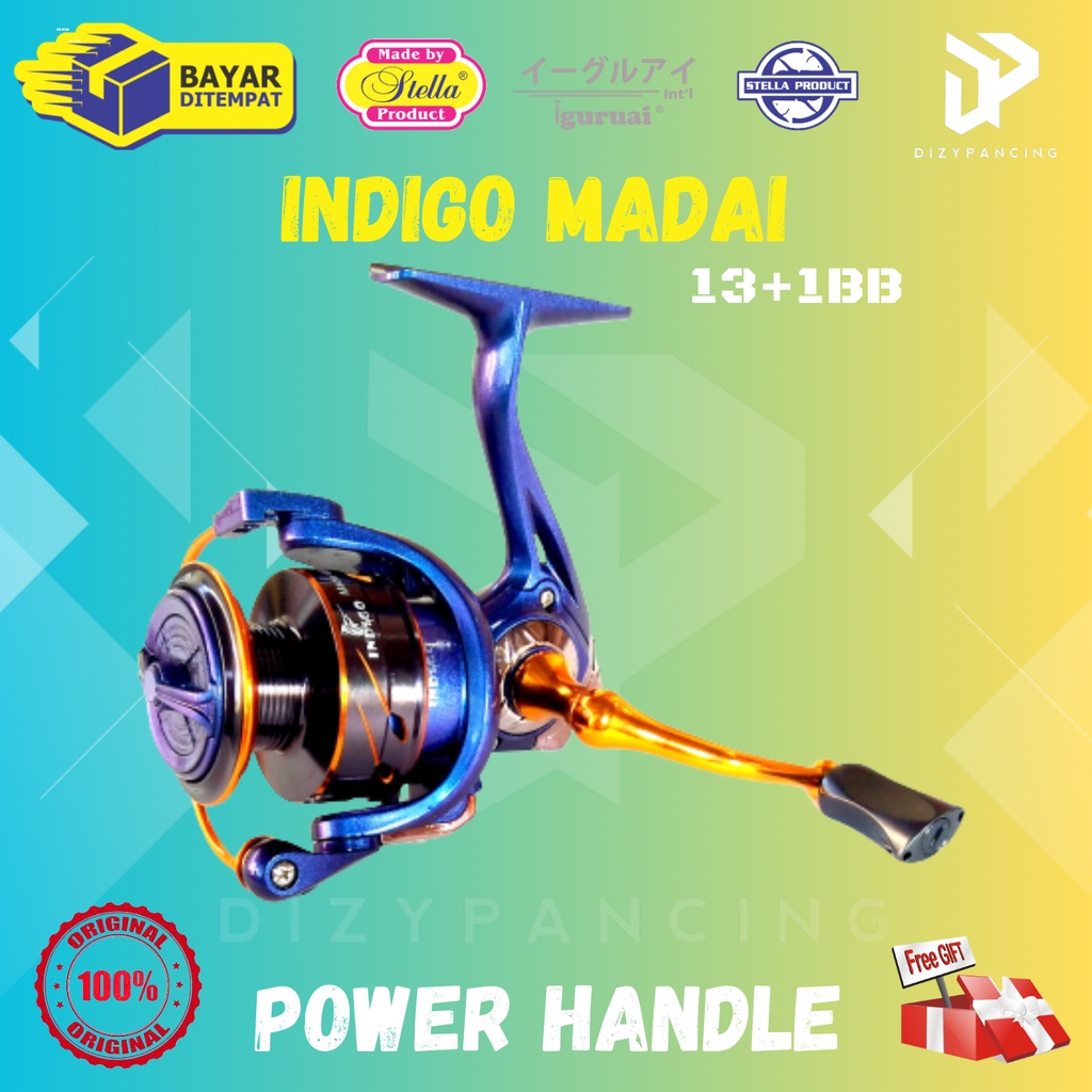 Reel Kerekan pancing Indigo Madai 800 1000 3000 Power handle 13+1bb