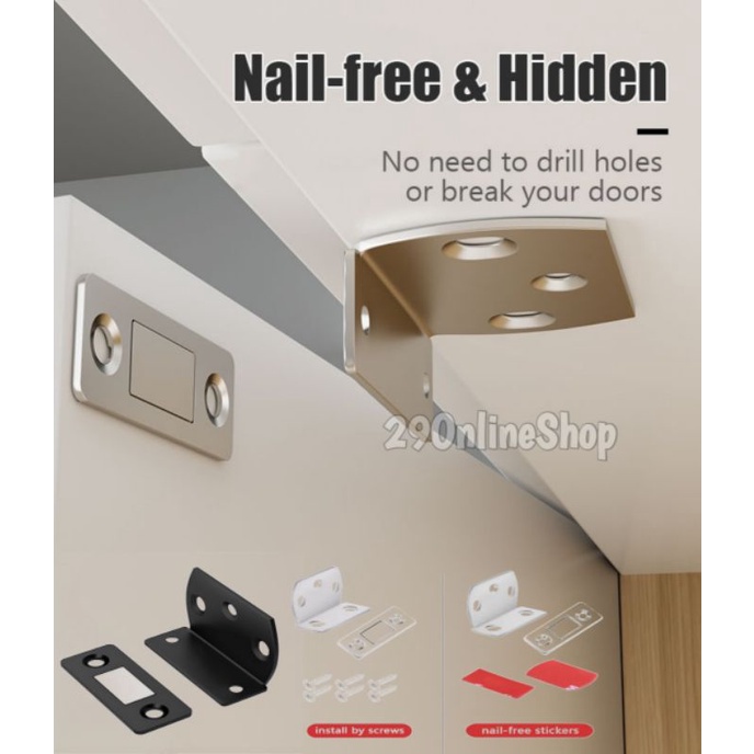magnet L tempel kunci penahan pintu lemari baju pakaian laci jendela geser door closer stoper