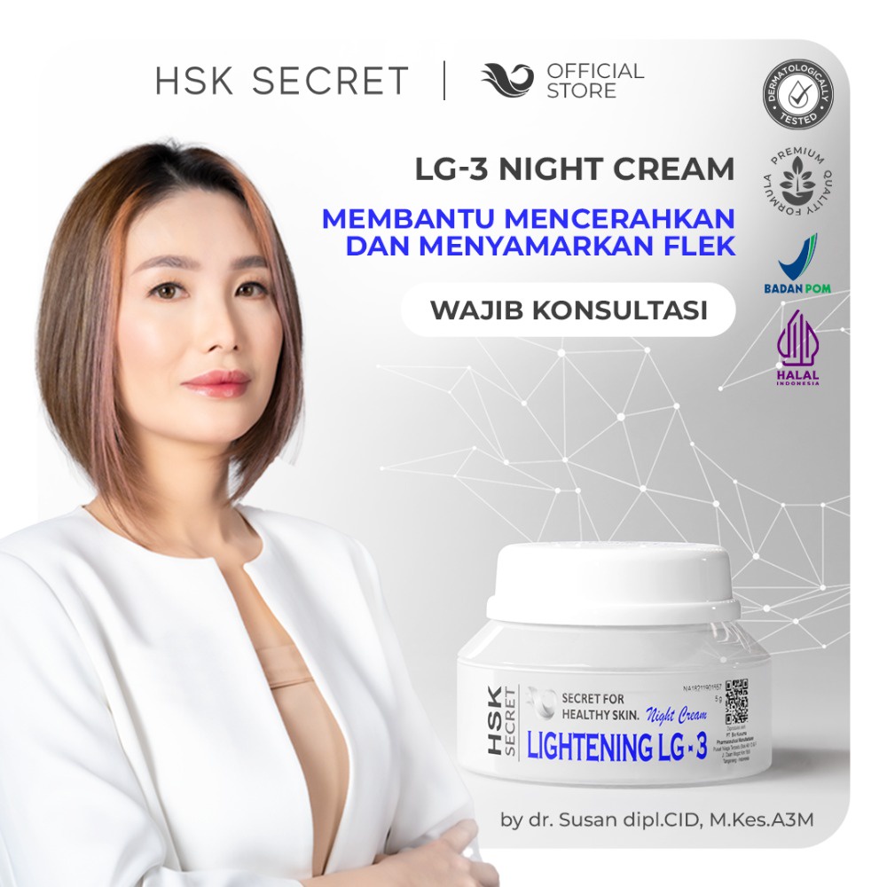 HSK Secret LG-3 Night Cream | Menyamarkan Flek Hitam & Cerahkan Kulit