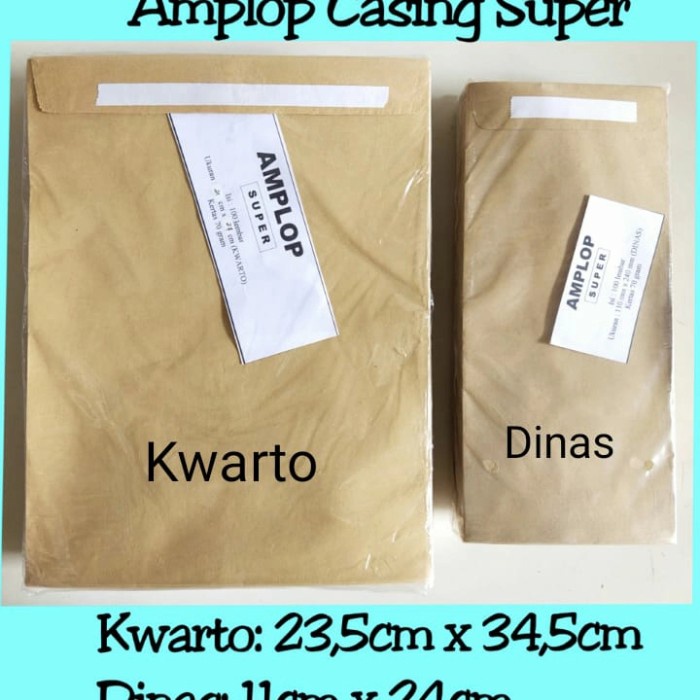 

Amplop Coklat Casing Super Kwarto Lem 100 lembar / bungkus