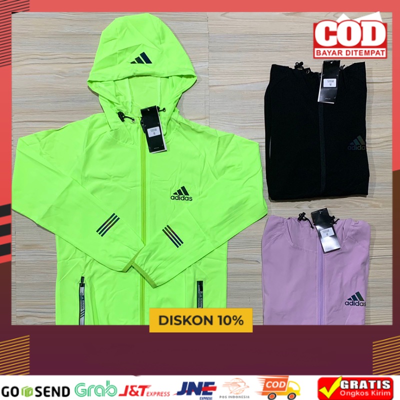 ORI MURAH TERBARU / JAKET MICRO ADIDAS WANITA LADIES LILAC HITAM STABILO LENGAN PANJANG TOPI KUPLUK 