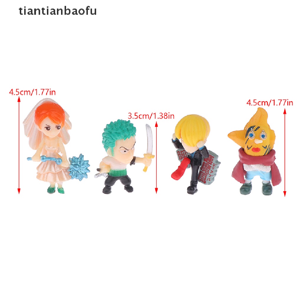 [tiantianbaofu] 6 Pcs Boneka One Piece Anime Figure Lucu Model Desktop Ornamen Mobil Dekorasi Rumah Mainan Anak Rumah Boneka Boneka Mikro Lanskap Ornamen Hiasan Kue Butik