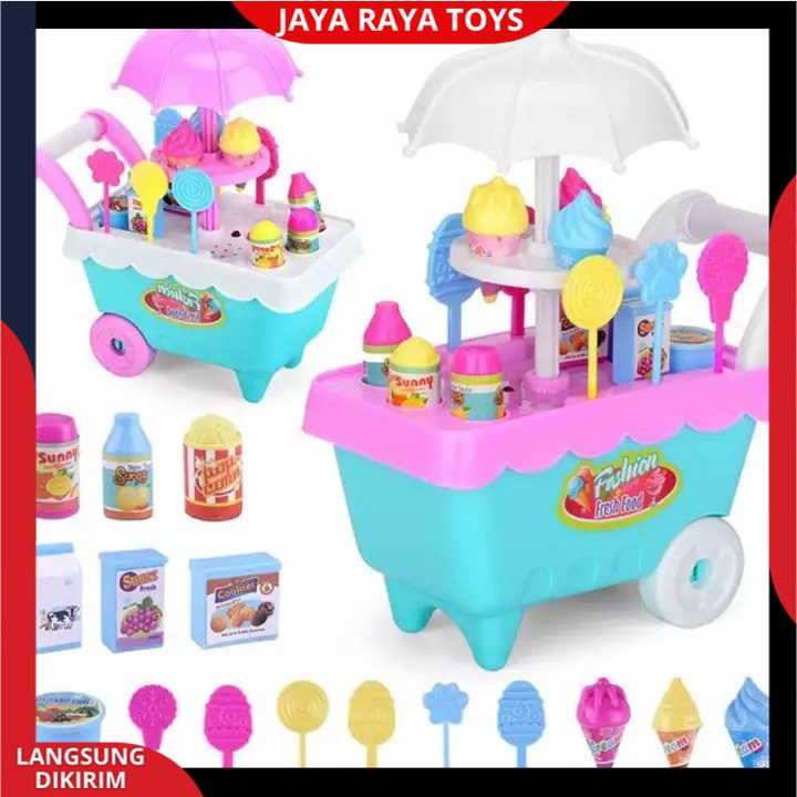 ( BISA COD ) PROMO Mainan Anak Gerobak Es Krim Permen Keranjang Bonus 2 Kuda Pony Anak-anak DIY Play Set Makanan Penutup Trolley Mainan Puzzle / Mainan Edukasi Anak / Mainan Anak Laki Laki / Mainan Anak Perempuan FI503 SNI