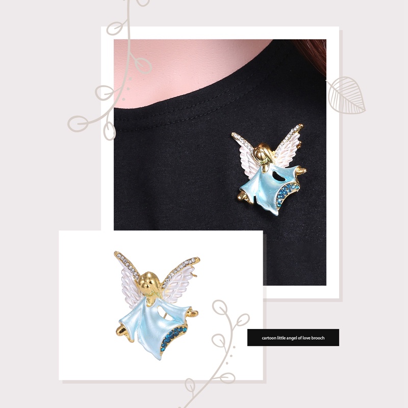 Cute Angel Alloy Bros Untuk Wanita Gadis Enamel Retro Berlian Imitasi Pernikahan Lapel Pin Brooch Perhiasan Hadiah