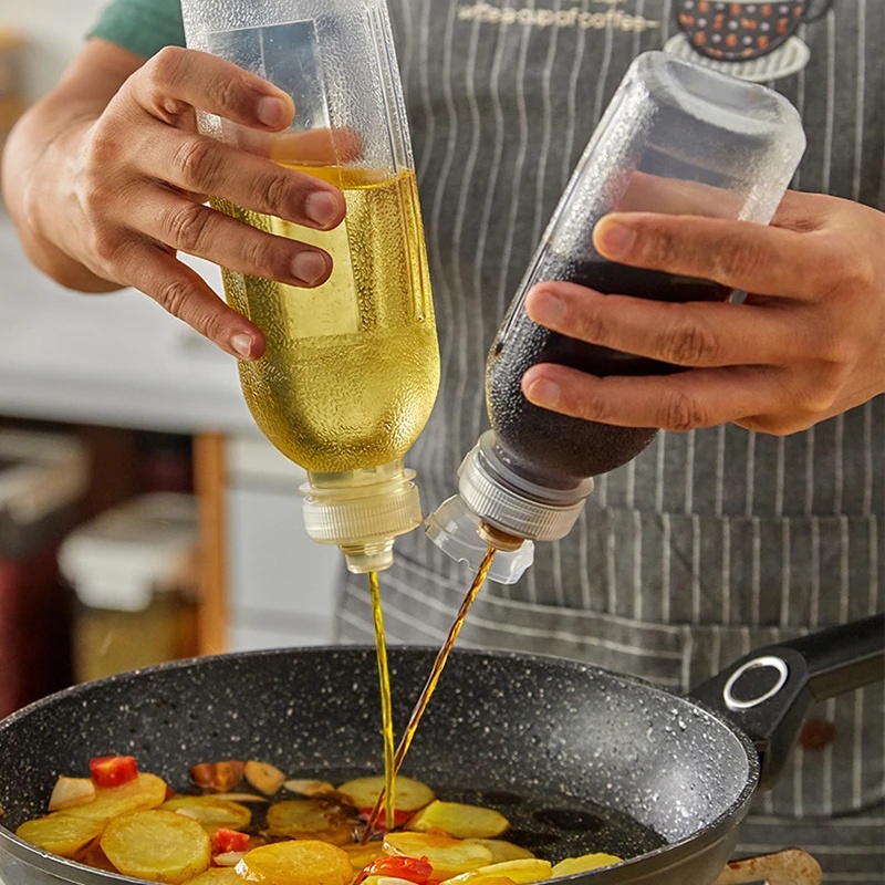 Botol Remas Minyak Plastik 1000ml/Pot Tanaman Penyiraman Saus Terhadap Bocor Botol Kecap Minyak