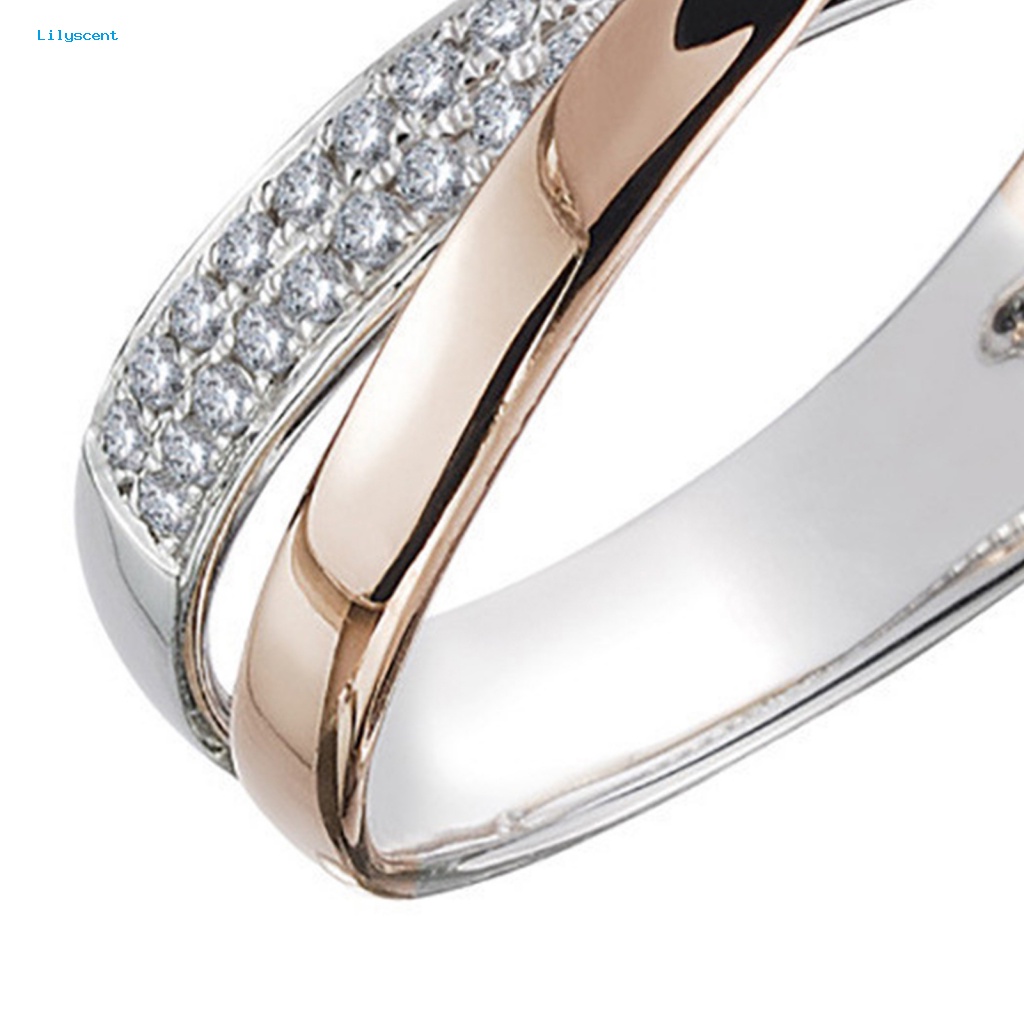 Lilyscent Cincin Alloy Two-Tone Untuk Dekorasi Harian Two Tone Plating Shiny X Ring Charming