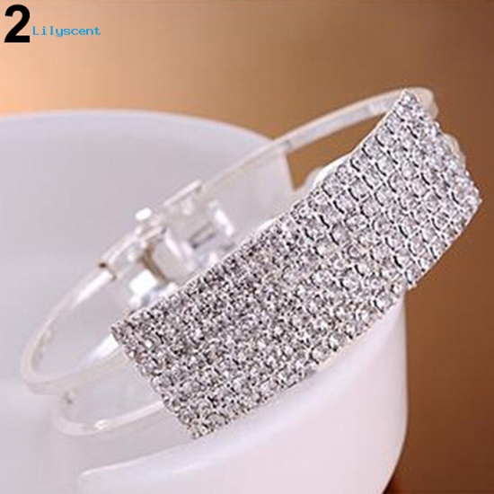 Lilyscent Mode Baru Elegan Wanita Bangle Gelang Gelang Kristal Cuff Bling Lady Hadiah