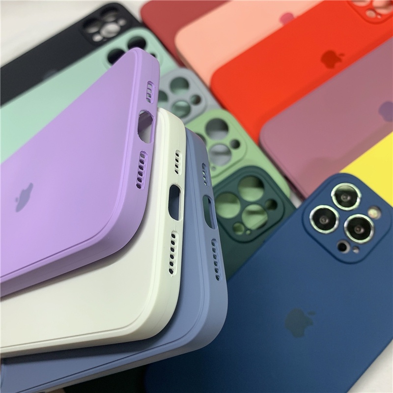 Silikon Lembut Tepi Lurus Untuk IPhone Case14 13 12 11 Pro Max X Xr Xsmax 7 8 Plus Casing Perlindungan Lensa