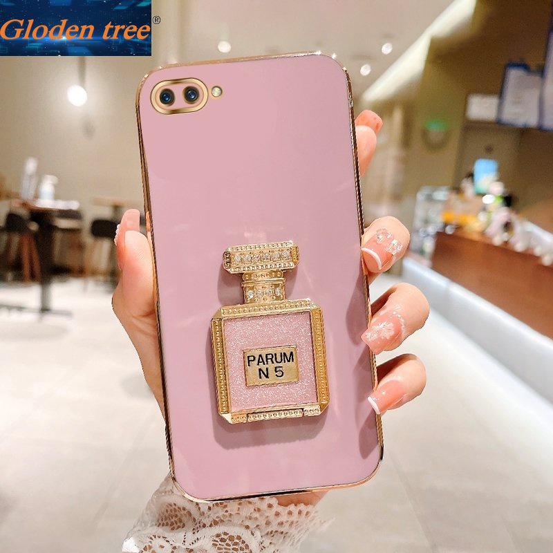 Gloden tree Casing Case Untuk OPPO A12S A12E A12 A11K oppoa12s oppoa12e Case Dengan Botol Parfum Tendangan Lipat Cakupan Penuh Case Kamera