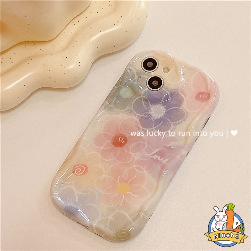 IPHONE Casing Kompatibel Untuk Iphone14 13 12 11 Pro Max X Xr Xs Max8 7 6 6s Plus SE 2020 ins Musim Semi Musim Panas Bunga Warna-Warni Lukisan Minyak Casing Ponsel Shockproof Soft Case Cover Pelindung