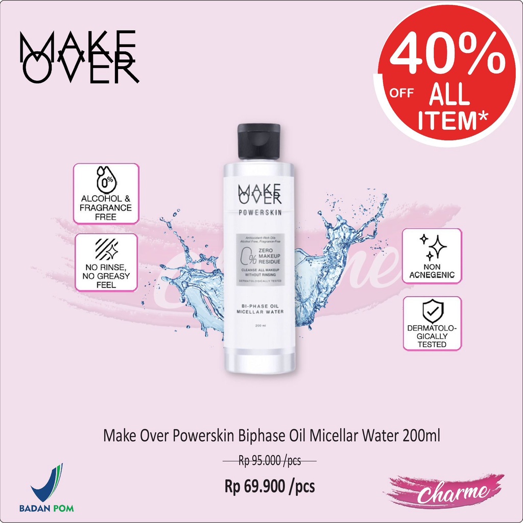 (READY &amp; ORI) Make Over Powerskin Biphase Oil Micellar Water Pembersih Wajah 200ml