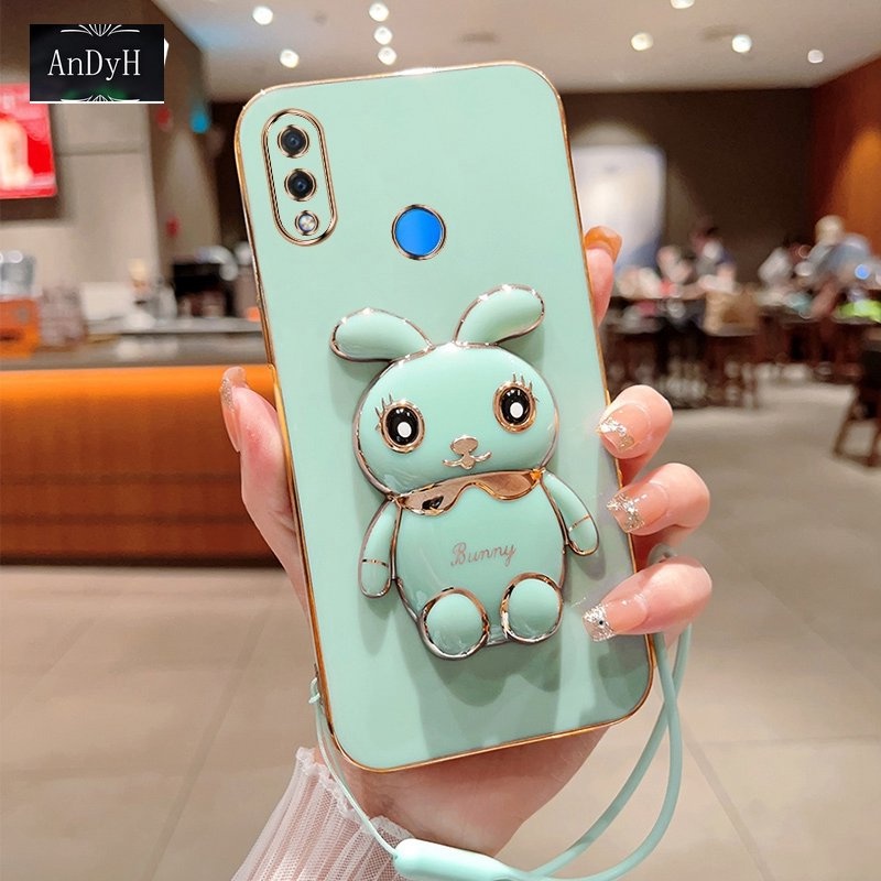 Andyh Case Handphone Untuk Huawei Nova 3i Nova 3e Nova 4e Lucu Kartun Kelinci Kecil Tepi Lurus Soft Shell Mengirim lanyard Silikon