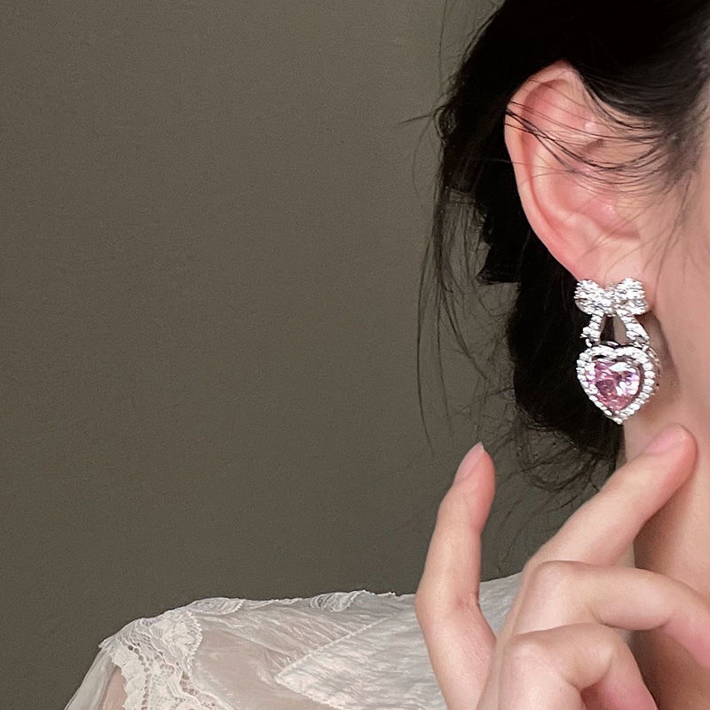 Wanita Fashion Ikatan Simpul Hati Stud Earrings Kristal Stud Earrings
