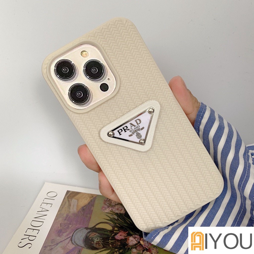 IPHONE Casing Ponsel Prada Motif Rajut Halus 3D Untuk Iphone14Plus Pro Max 13Pro 12Pro Max 11x Xr Xs Max7 8 Plus Casing Silikon Penutup Belakang