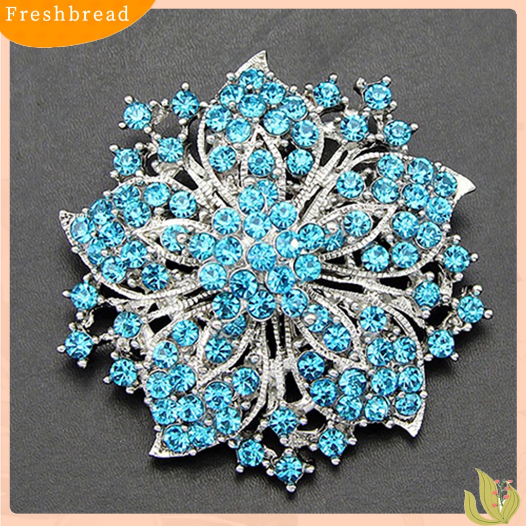 &lt; Freshbread &gt; Bros Pin Indah Anti Karat Lapis Perak Berlian Imitasi Bulat Blossom Bunga Breastpin Untuk Pacaran