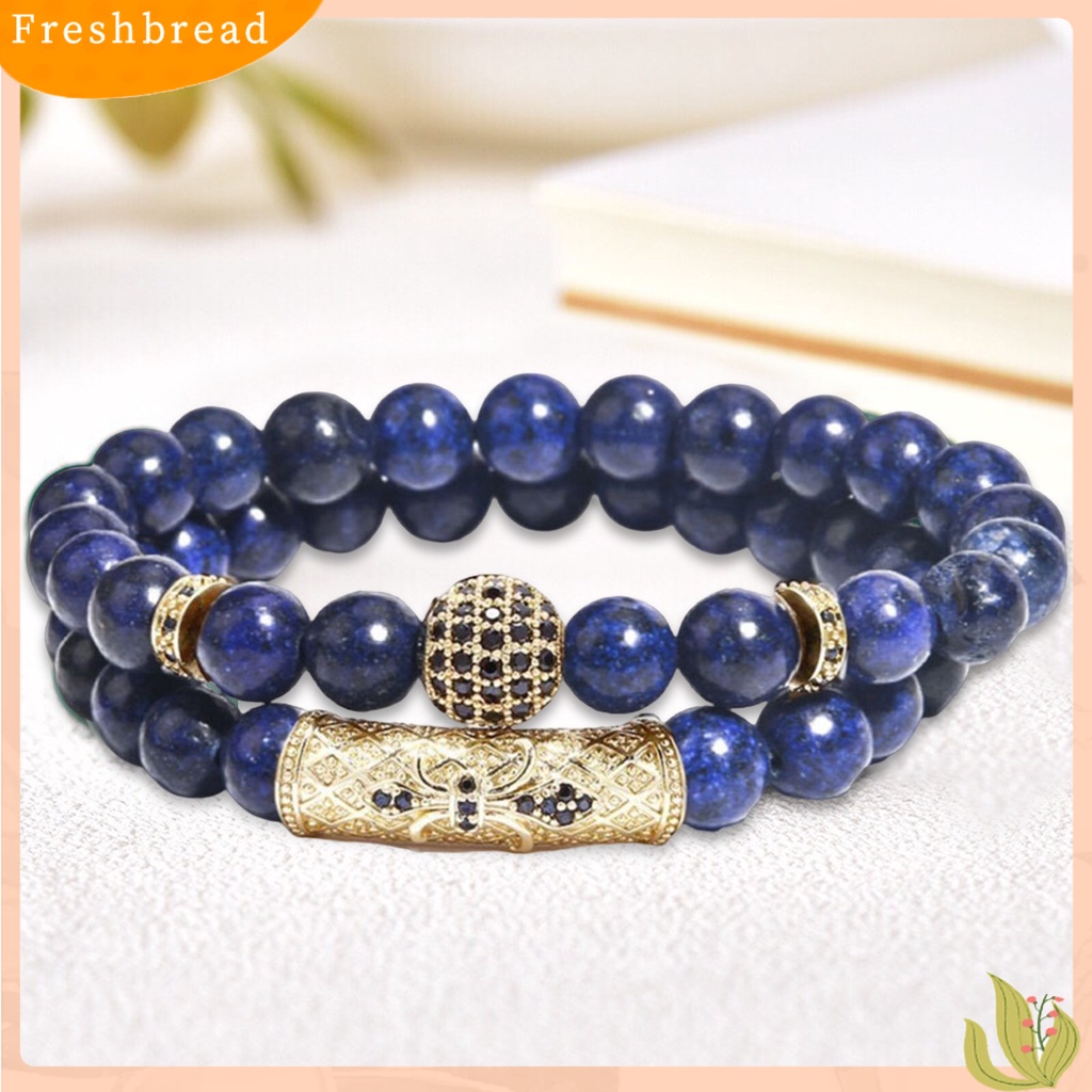 &lt; Freshbread &gt; Beads Bracelet Double Layer Metal Buckle Stitching Triple Protection Manik-Manik Tali Elastis Membawa Keberuntungan Kemakmuran Kebahagiaan Hadiah Gelang Penyembuhan Mata Harimau Imitasi Alami