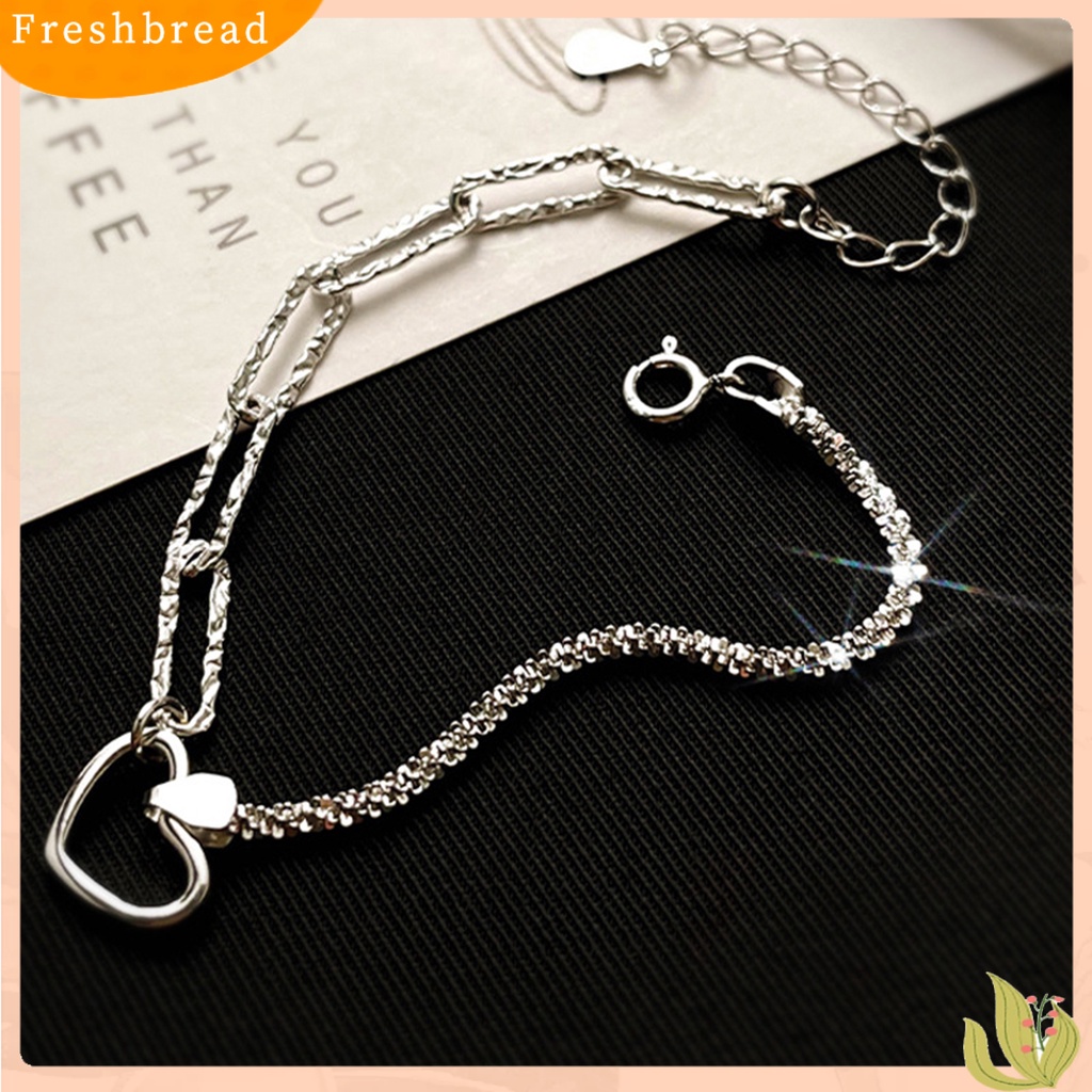 &lt; Freshbread &gt; Wanita Gelang Bright Luster Adjustable Geometris Electroplating All-match Dekorasi Hadiah Gadis Manis Cinta Hati Rantai Gelang Tangan Perhiasan Untuk Pernikahan