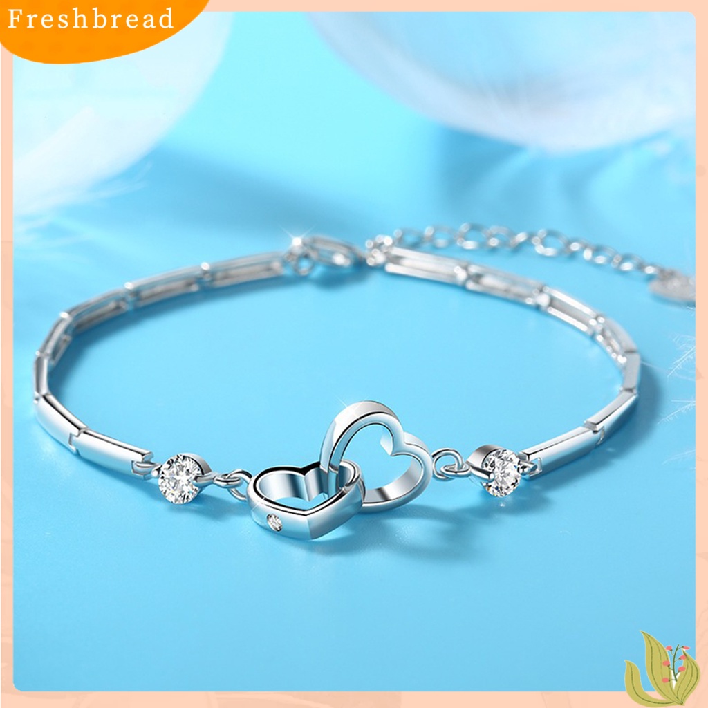 &lt; Freshbread &gt; Wanita Gelang Warna Solid Halus Berongga Keluar Adjustable Berlian Imitasi Rantai Pergelangan Tangan Hadiah Pernikahan