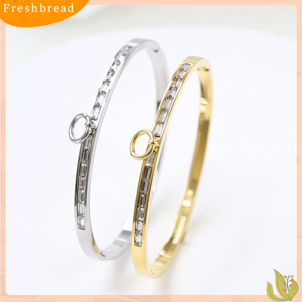 &lt; Freshbread &gt; Wanita Gelang Trendi Semua Pertandingan Anti Karat Minimalis Tahan Aus Pakaian Harian Memakai Warna Solid Baja Titanium Fashion Gelang Aksesori Pakaian