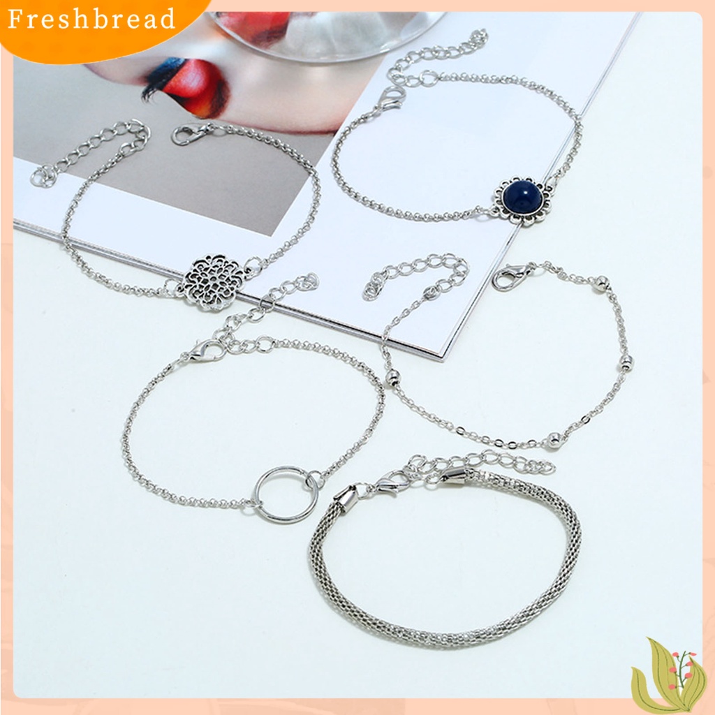 &lt; Freshbread &gt; 6Pcs/Set Wanita Gelang Set Bentuk Bunga Hollow Out Perhiasan Multi Bentuk Tangan Rantai Set Untuk Hadiah