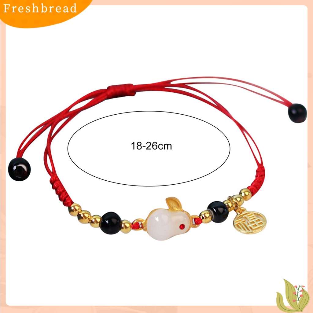 &lt; Freshbread &gt; Wanita Gelang Buatan Tangan Tali Yang Dapat Disesuaikan Pengerjaan Halus Prospek Yang Baik Maskot Pesona Tanda Berkah Multi-Gaya Zodiak Kelinci Beruntung Dikepang Strand Bracelet