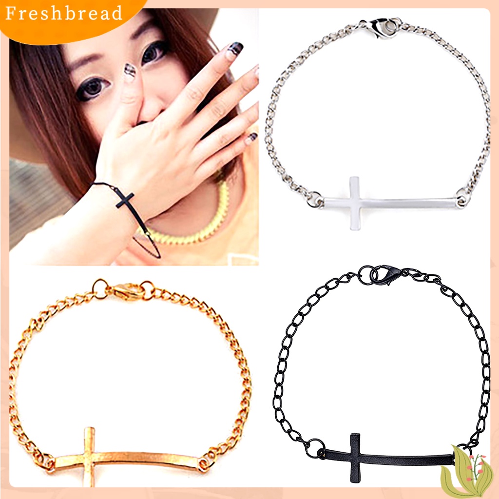 &lt; Freshbread &gt; Wanita Gaya Punk Desain Sederhana Liontin Salib Gelang Bangle Fashion Perhiasan Untuk Pakaian Sehari-Hari