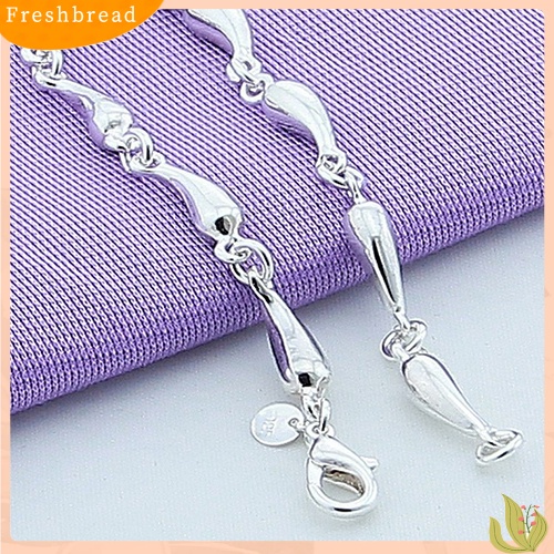 &lt; Freshbread &gt; Wanita Fashion Perak Berlapis Tetesan Air Link Rantai Gelang Bangle Perhiasan Hadiah